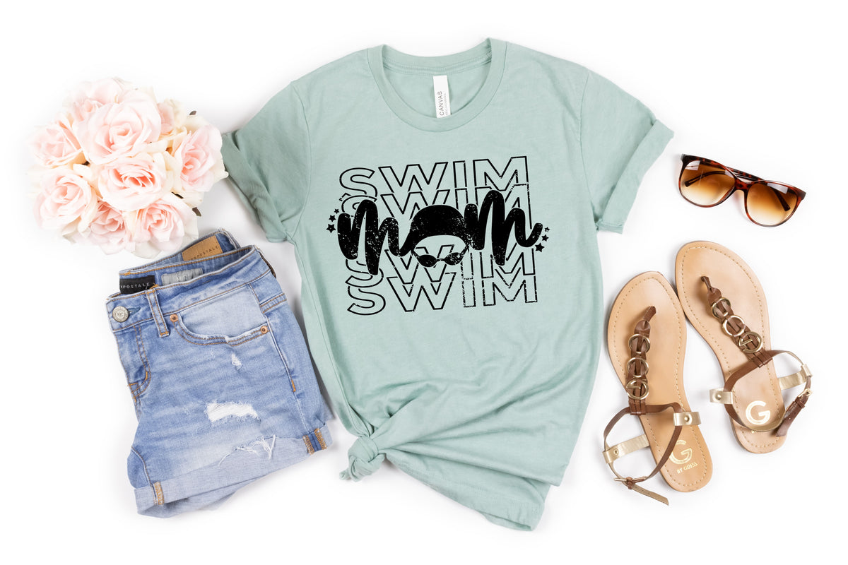 Swim mom BLACK screen print transfer