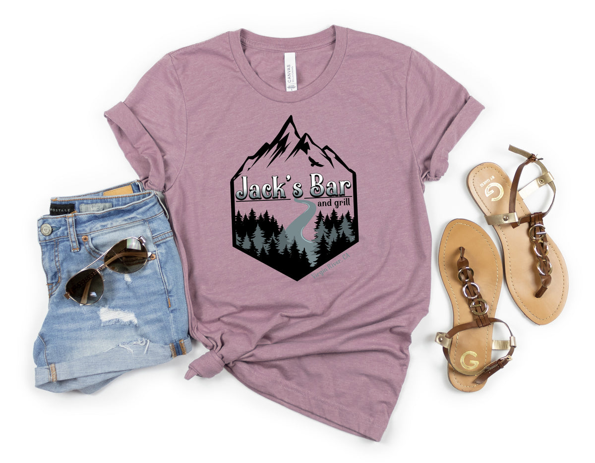 Jack's Bar and grill (black mountain outline) HIGH HEAT screen print transfer