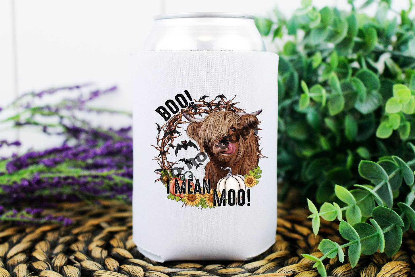 KOOZIE Boo! I mean moo! HIGH HEAT screen print transfer