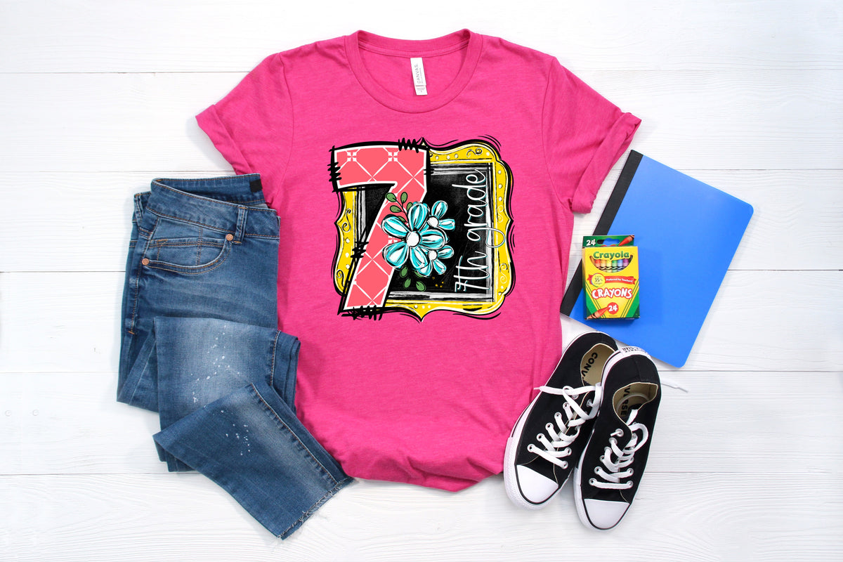 7th grade yellow frame 111967 DTF transfer