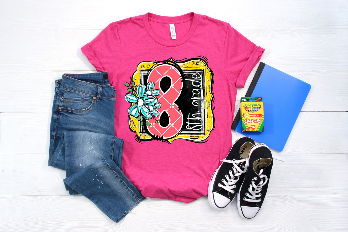 8th grade yellow frame 111966 DTF transfer