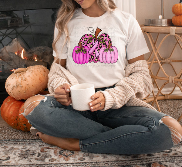 Pink pumpkins with ribbon 8240 DTF TRANSFER