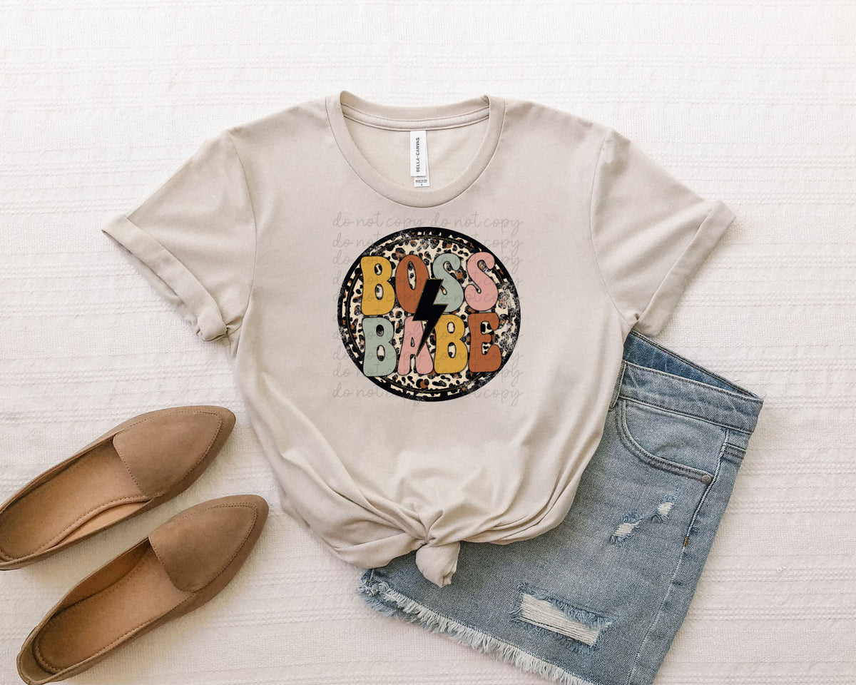 Boss babe (leopard circle/lightning bolt) 112006 DTF transfer