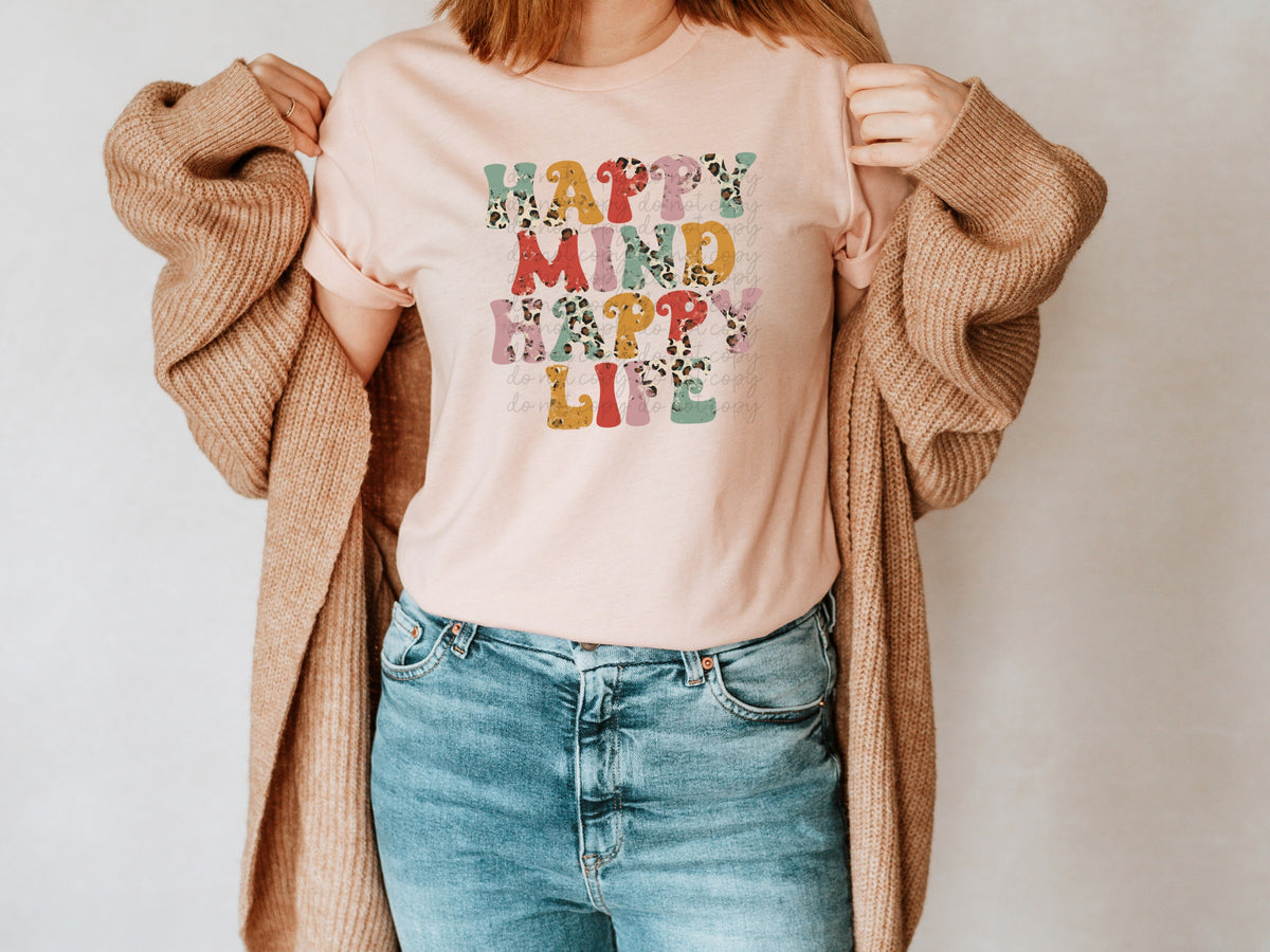 Happy mind happy life boho 112547 DTF transfer