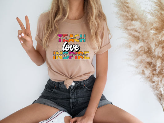 Teach love inspire boho DTF transfer