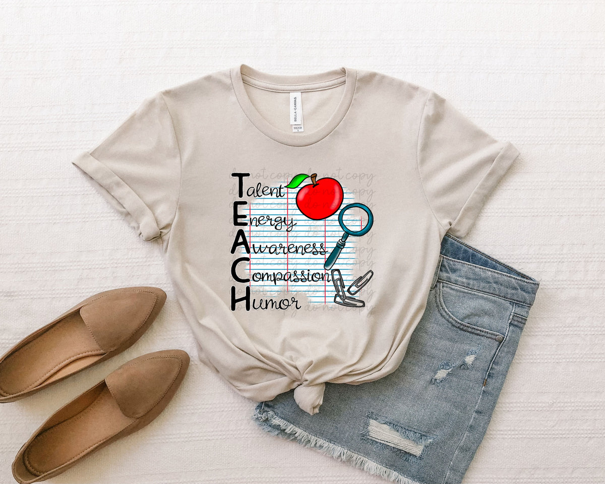 Teach (talent,energy,awareness, compassion, humor) 112199 DTF TRANSFER