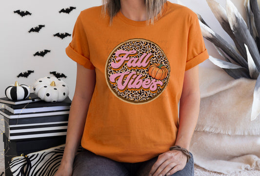 Fall vibes (leopard circle) 105 DTF TRANSFER