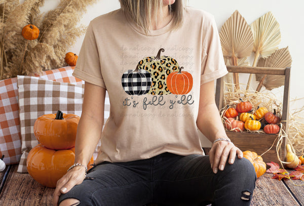 It's fall y'all ( black buffalo/leopard/orange pumpkins) 8392 DTF TRANSFER