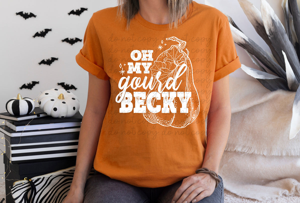 Oh my gourd becky WHITE screen print transfer