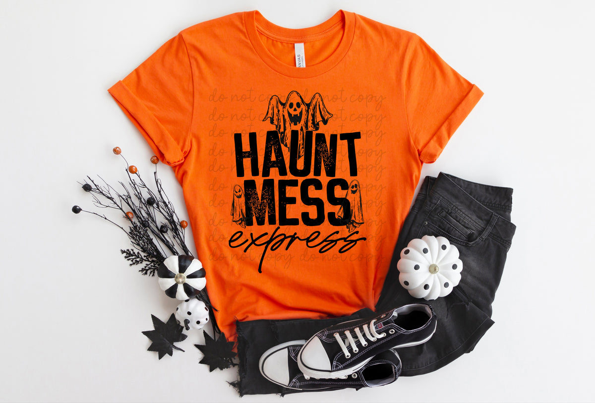 Haunt mess express BLACK screen print transfer