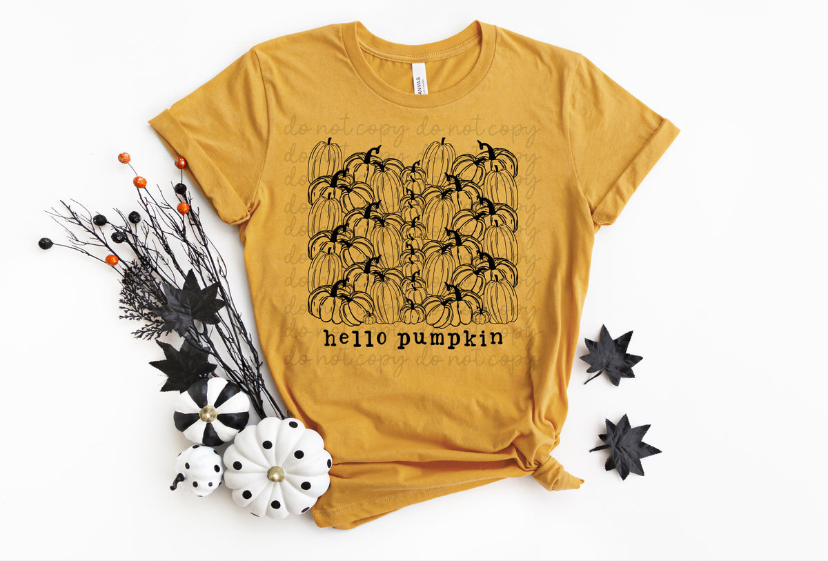 Hello pumpkin screen print transfer