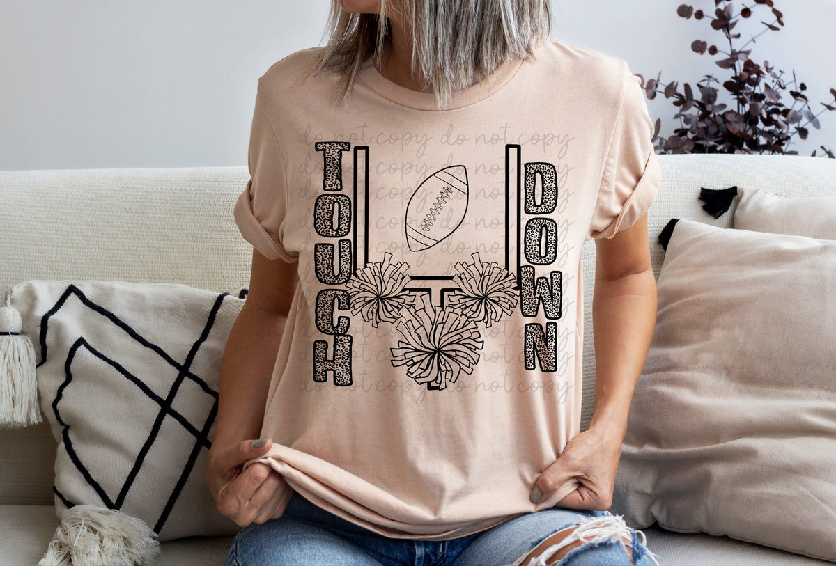 Touch down (pom poms)  BLACK screen print transfer