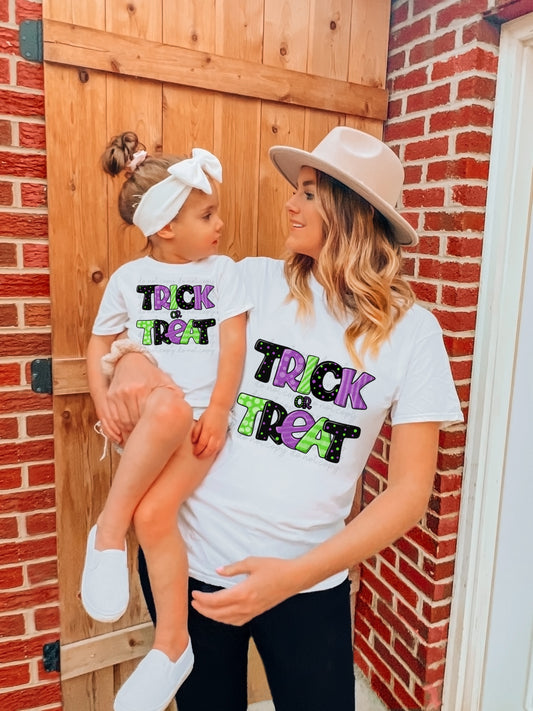 Trick or treat (purple,green, & black) 2120 DTF TRANSFER