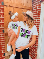 Trick or treat (purple,green, & black) 2120 DTF TRANSFER