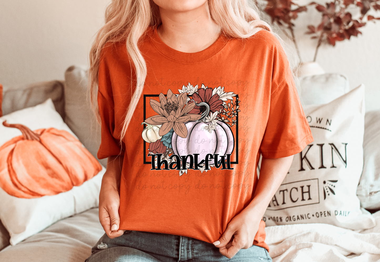 Thankful floral pumpkin 8371 DTF TRANSFER