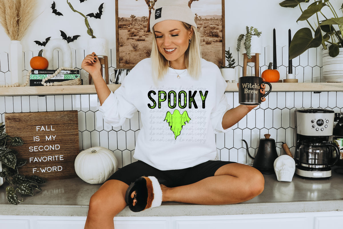 Green spooky with ghost 112120 DTF TRANSFER