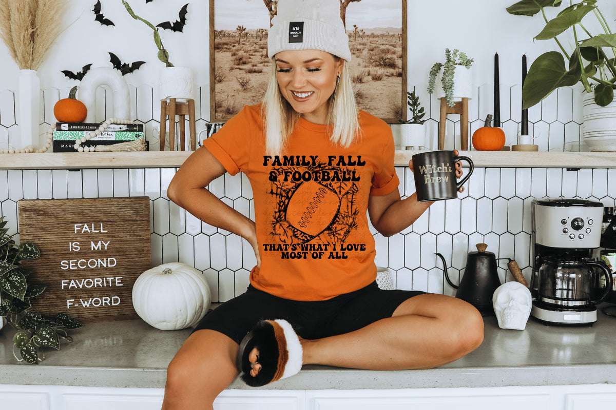 Family fall and football that's what I love most of all BLACK screen print transfer
