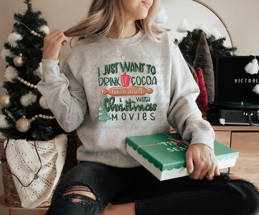 I just want to drink cocoa and watch Christmas movies (green) 8600 DTF TRANSFER