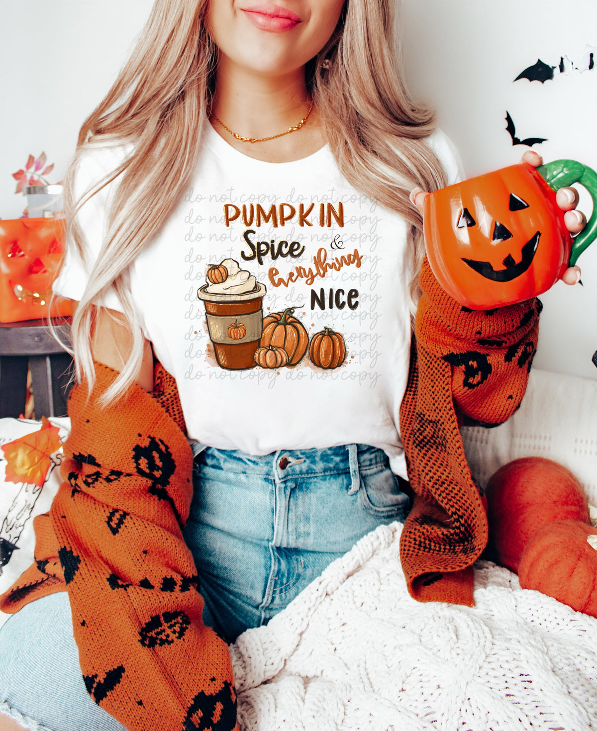 Pumpkin spice and everything nice (latte & pumpkins×3) 112337 DTF TRANSFER