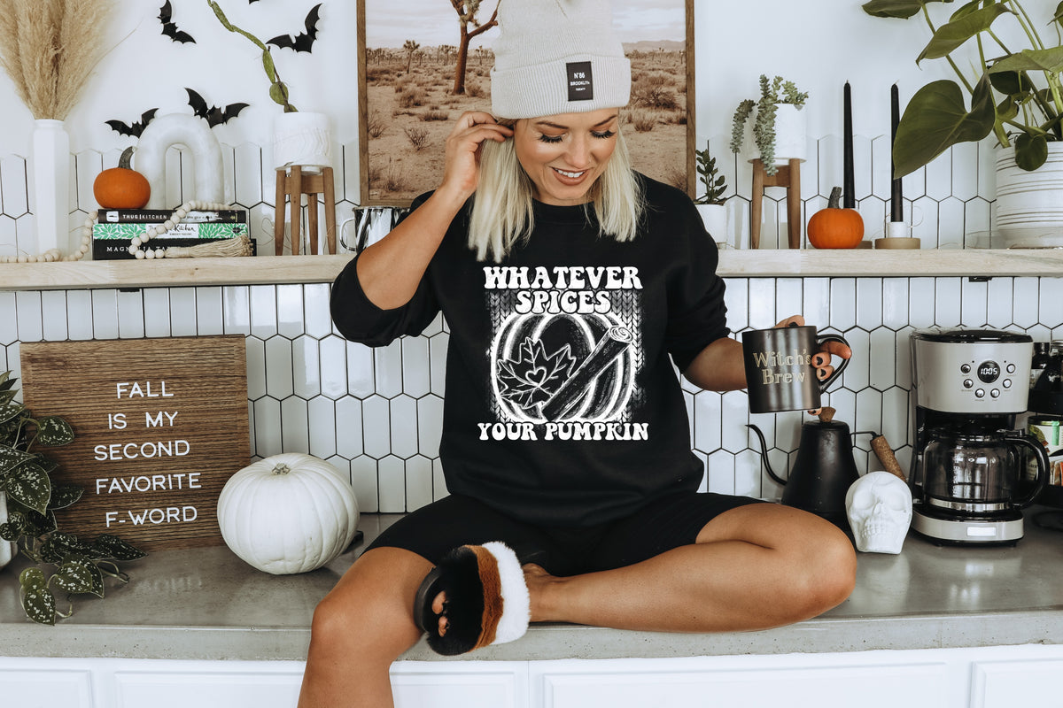 Whatever spices your pumpkin WHITE screen print transfer