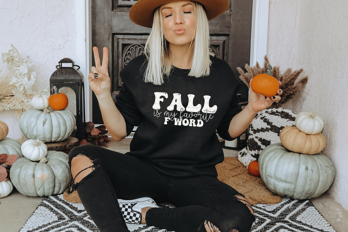 Fall is my favorite F word WHITE screen print transfer