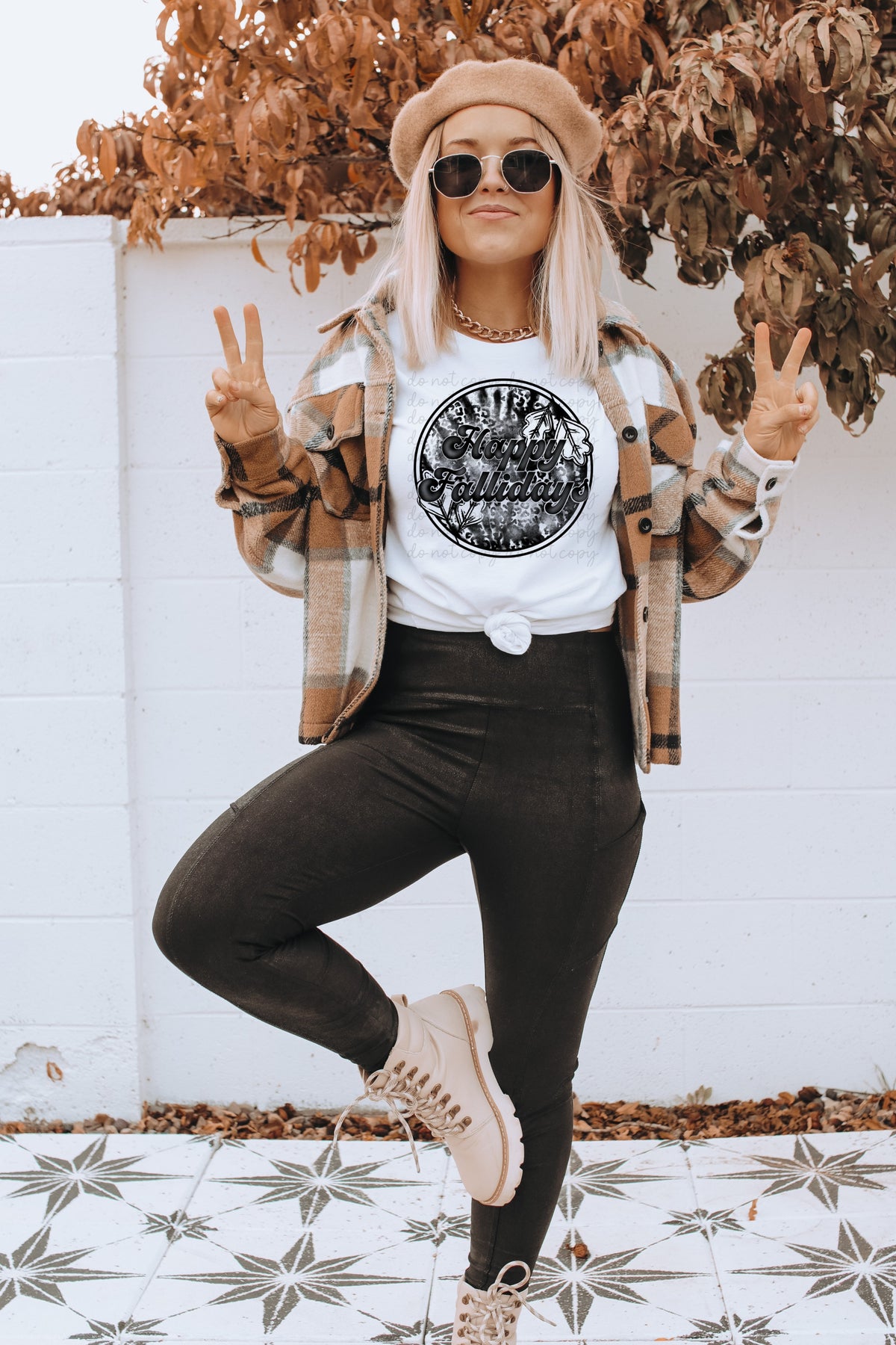 Happy fallidays BLACK screen print transfer