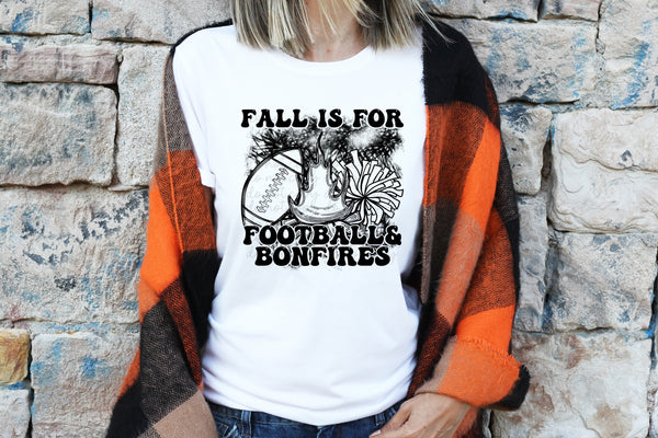 Fall is for football and bonfires (pon pon) BLACK screen print transfer