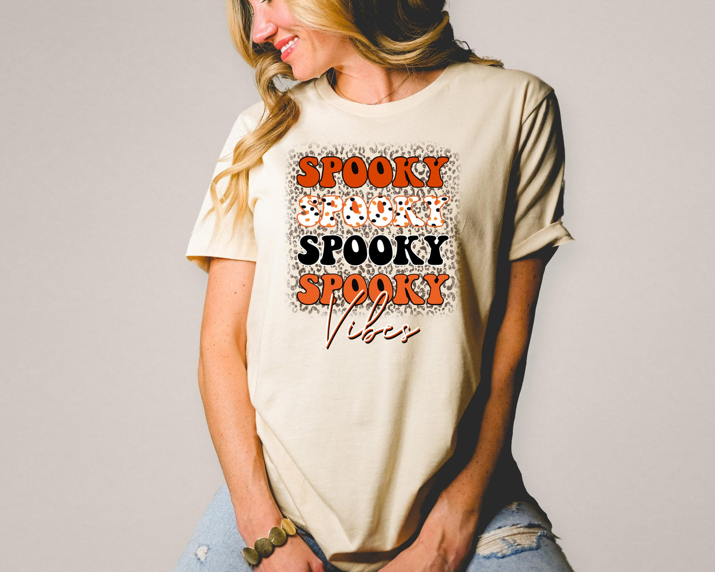 Spooky vibes (stacked with leopard) DTF TRANSFER