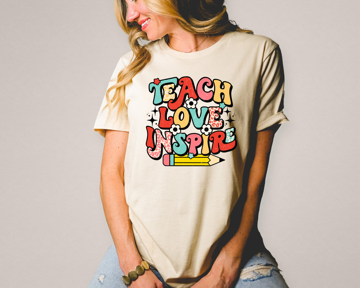Teach love inspire retro 112085 DTF TRANSFER