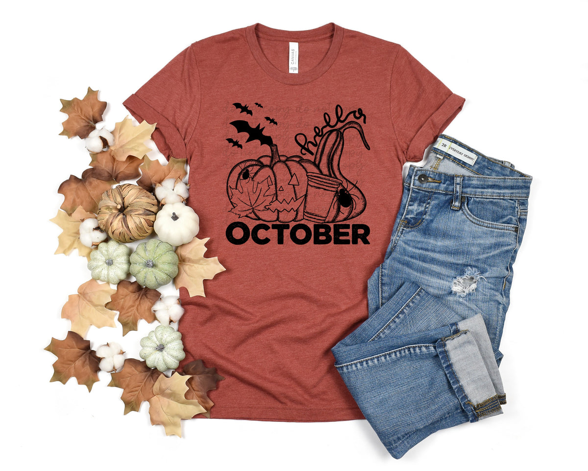 October BLACK screen print transfer