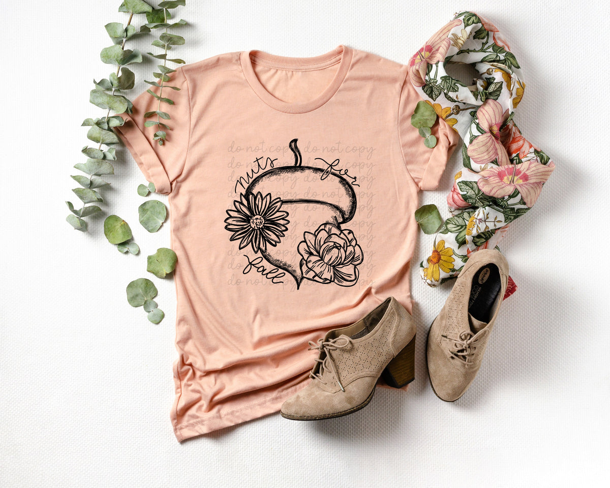 Nuts for fall BLACK screen print transfer