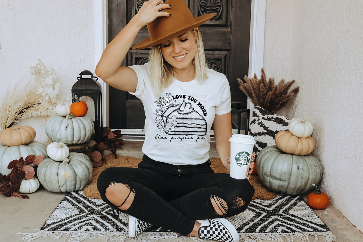 I love you more than pumpkin pie BLACK screen print transfer