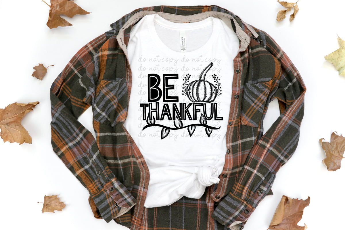 Be thankful BLACK screen print transfer