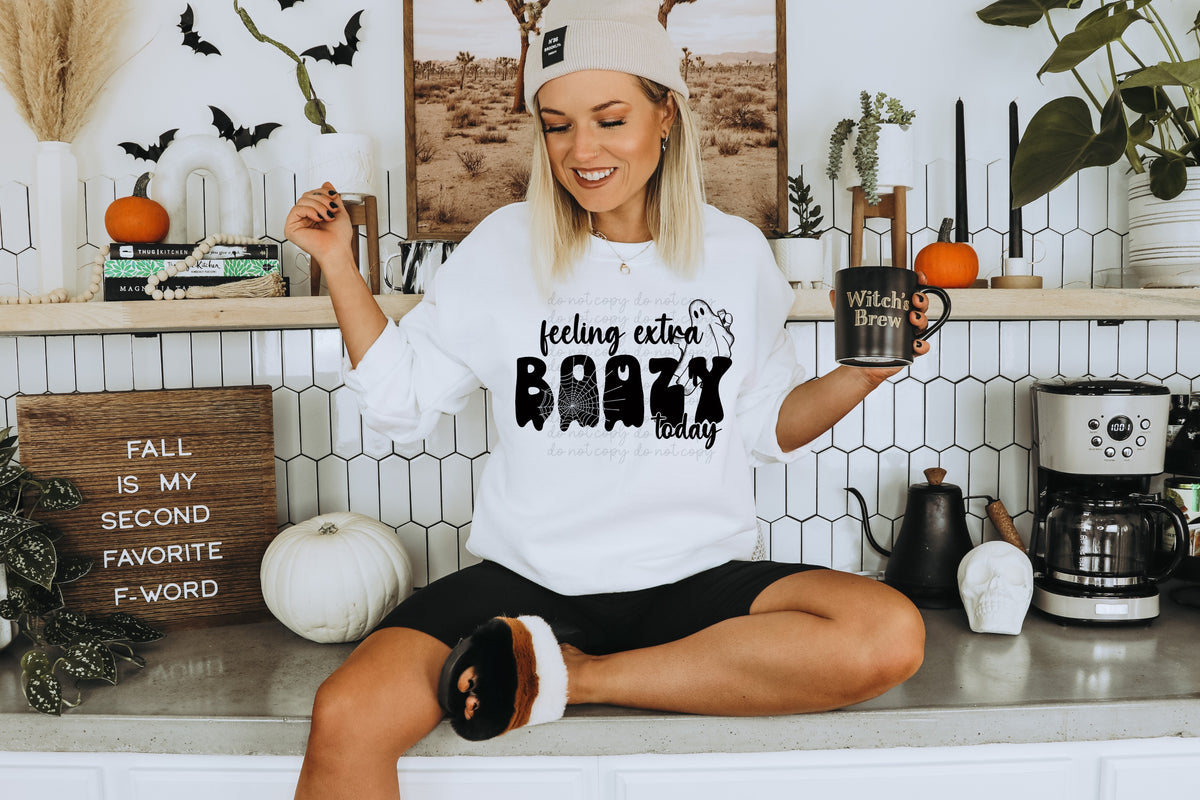 Feeling extra boozy today BLACK screen print transfer