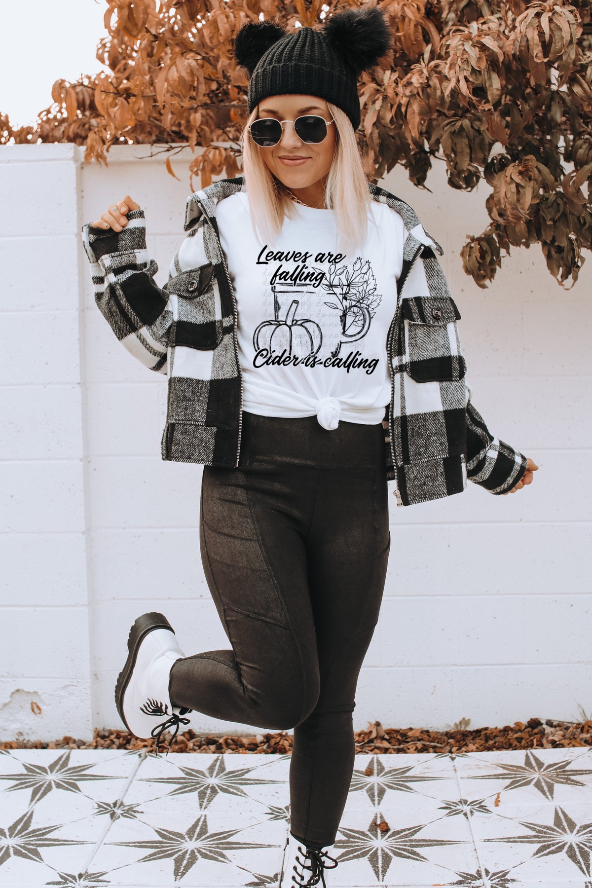 Leaves are falling cider is calling BLACK screen print transfer