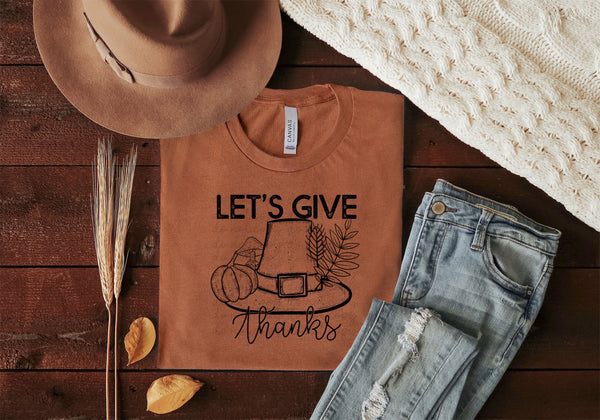 Let's give thanks (hat and pumpkin) BLACK screen print transfer