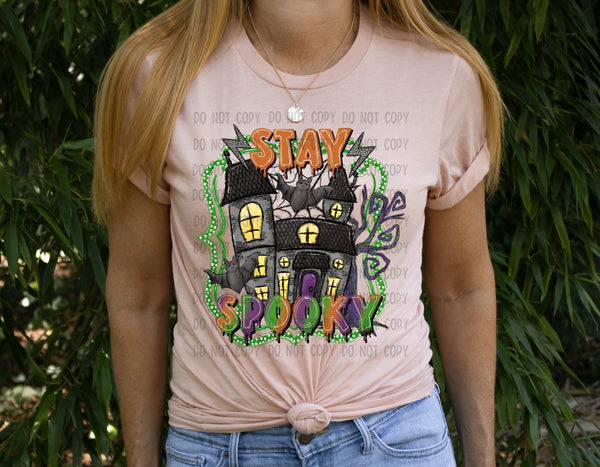 Stay spooky (colorful haunted house) DTF TRANSFER