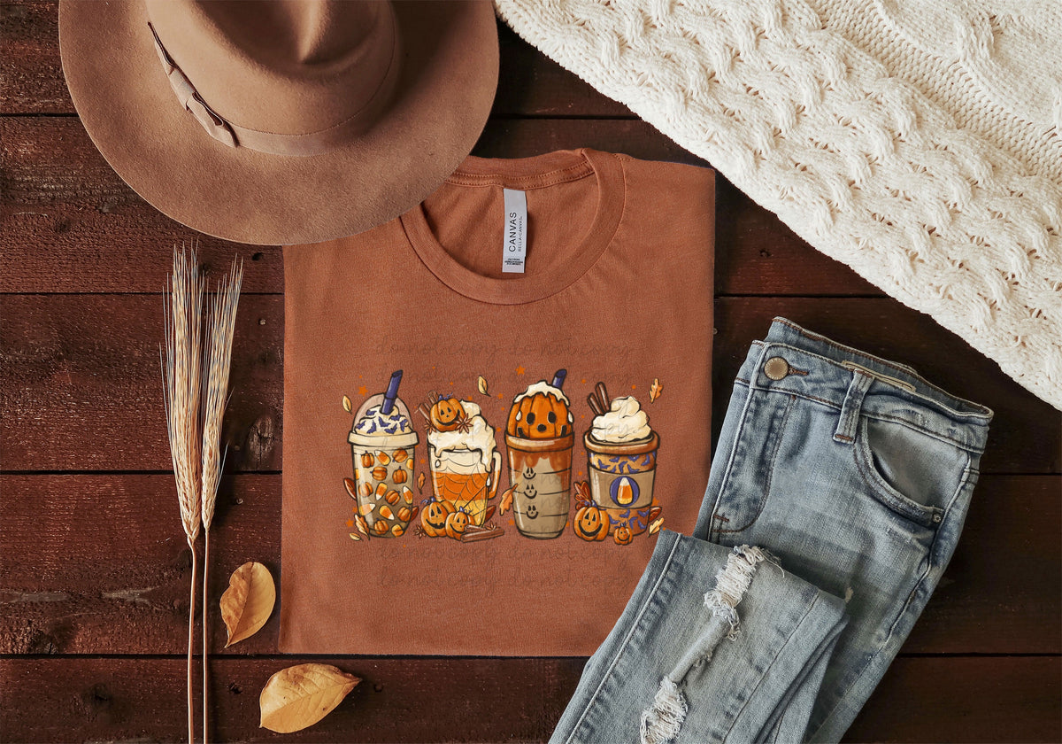 Halloween lattes with pumpkins and candy corn 8355 DTF TRANSFER