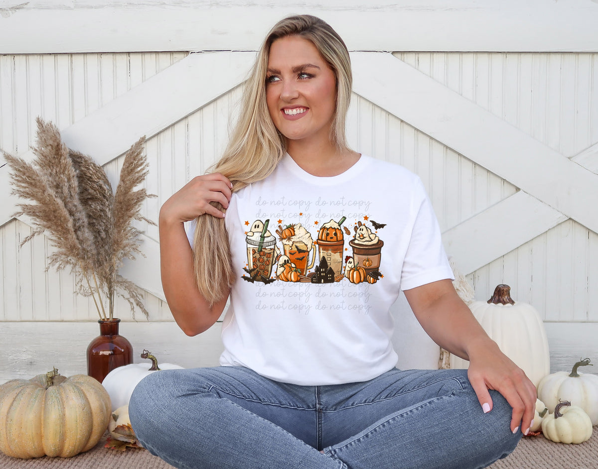 Pumpkin and ghost fall latte 770 DTF TRANSFER