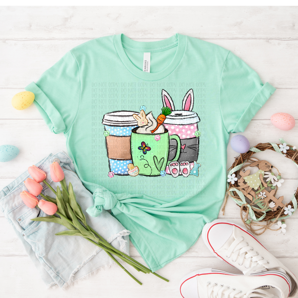 Easter Coffee Trio (green cup in middle) DTF TRANSFER