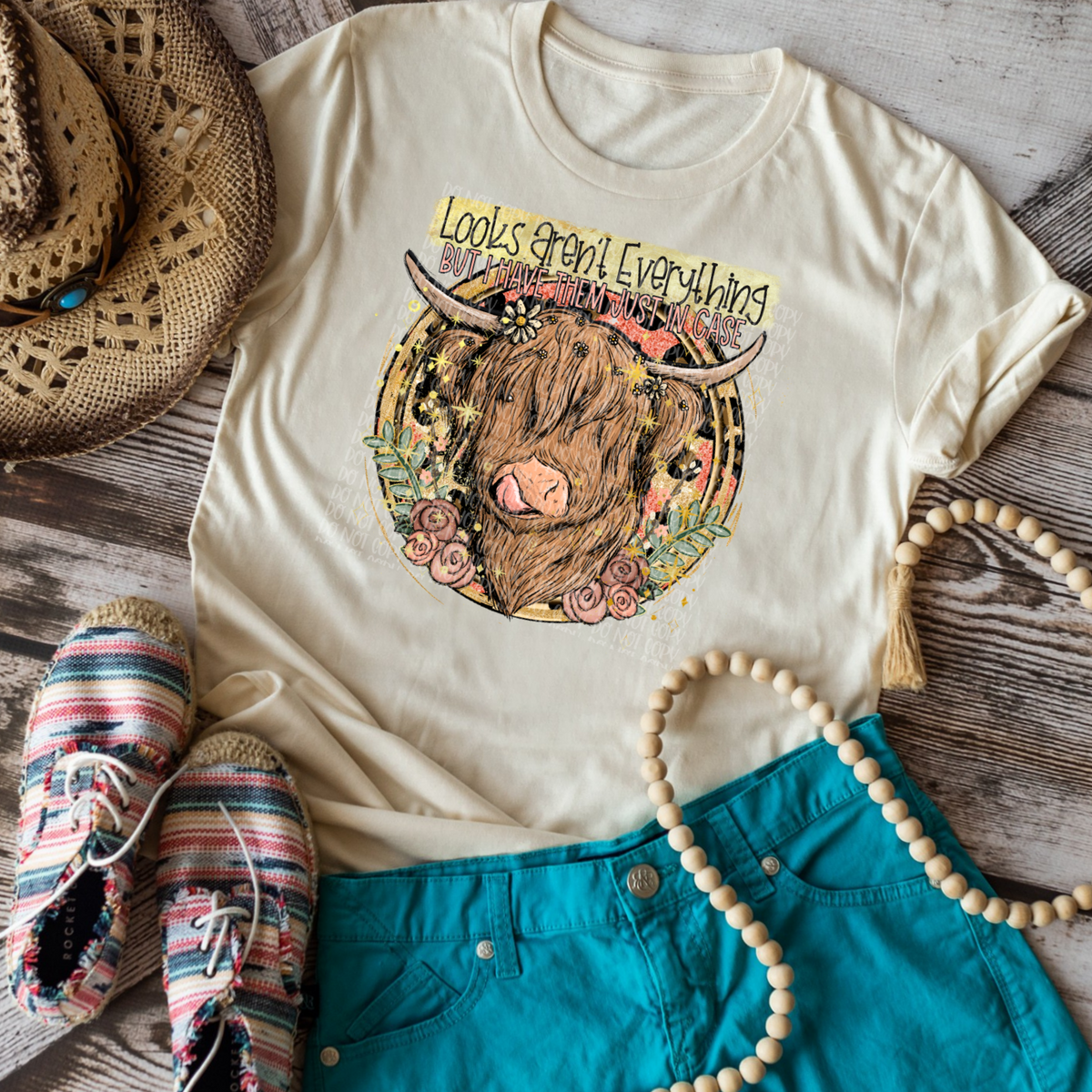 Looks aren't everything but I have them just in case cow in circle DTF TRANSFER