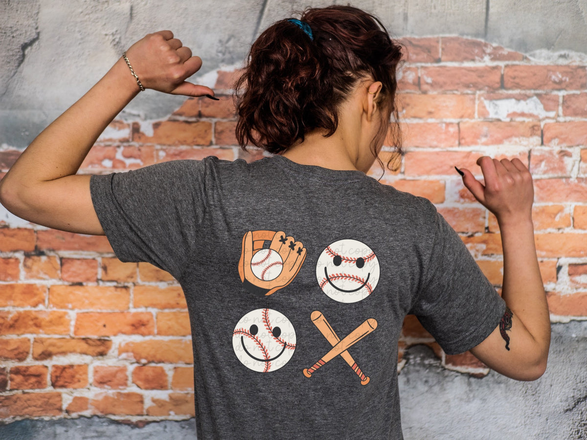 Baseball happy faces collage 112778 DTF TRANSFER