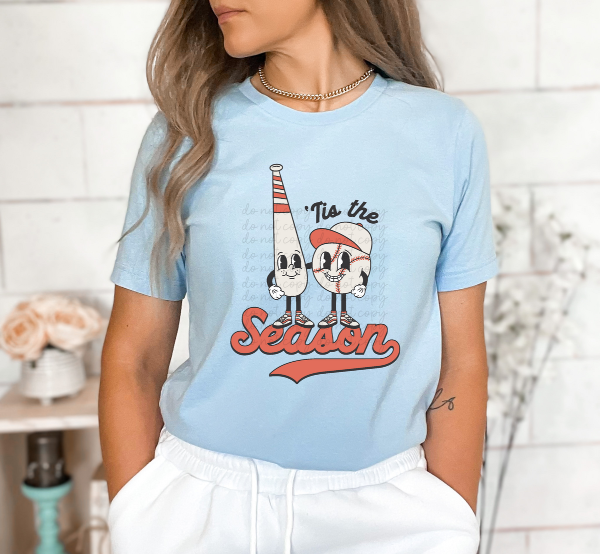 Tis the season BASEBALL and bat WHITE DTF TRANSFER