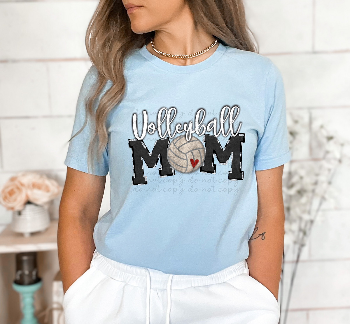 Volleyball mom ball with red heart DTF TRANSFER