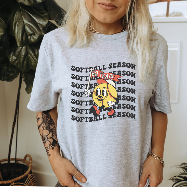 Softball season stacked yellow ball DTF TRANSFER