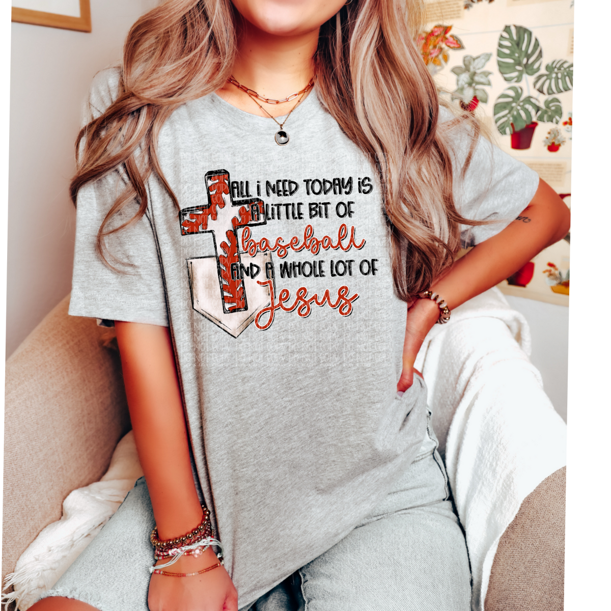 All I need today is a little bit of BASEBALL and a whole lot of Jesus 112165 DTF TRANSFER