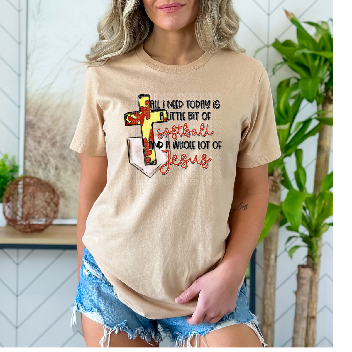 All I need today is a little bit of SOFTBALL and a whole lot of Jesus 112166 DTF TRANSFER