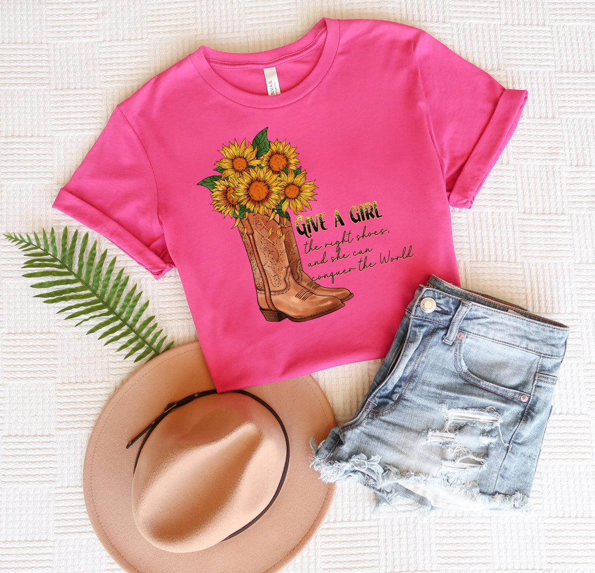 Give a girl the right shoes and she can conquer the world boots 75762 DTF transfer