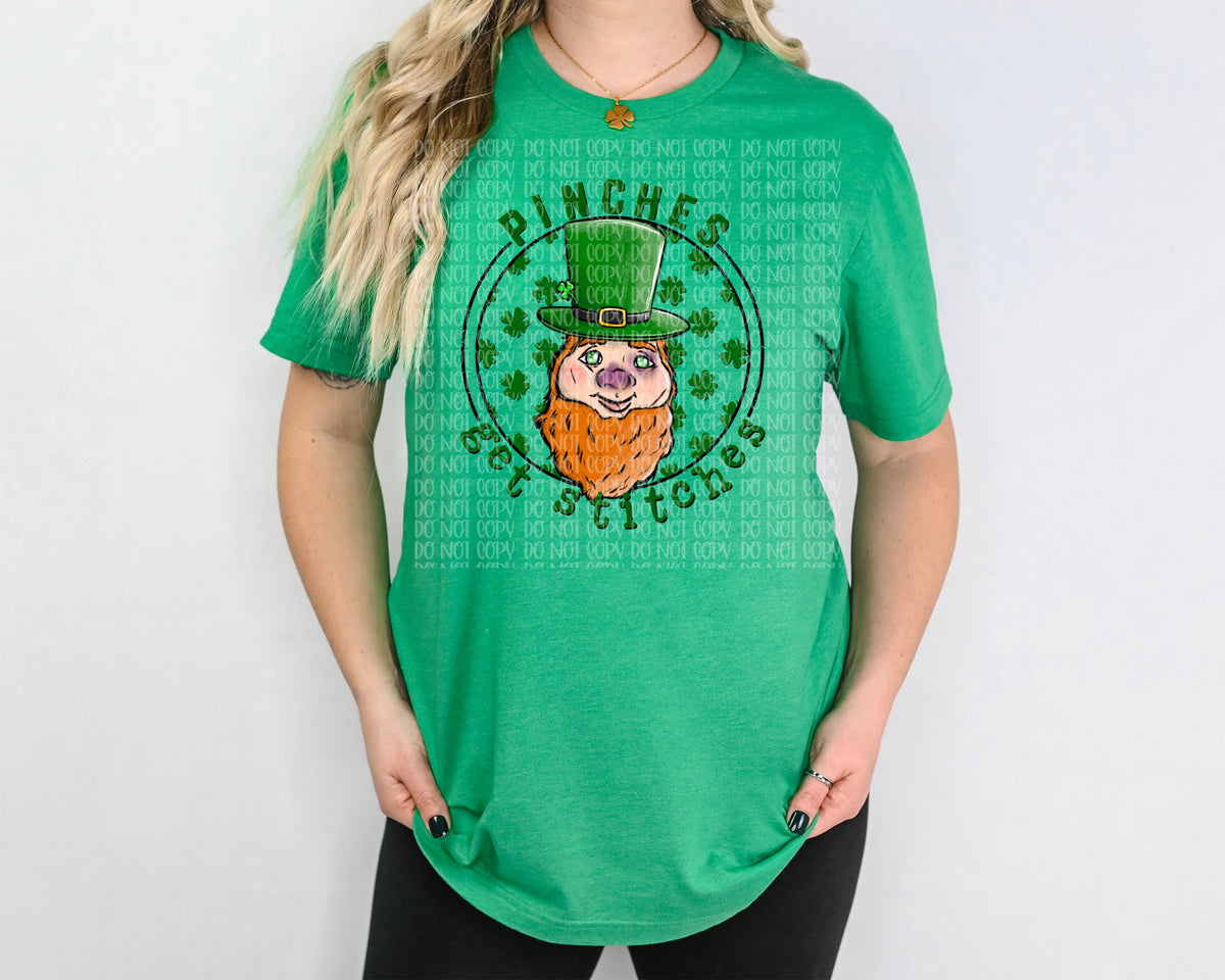 Pinches get stitches leprechaun circle 75413 DTF transfer
