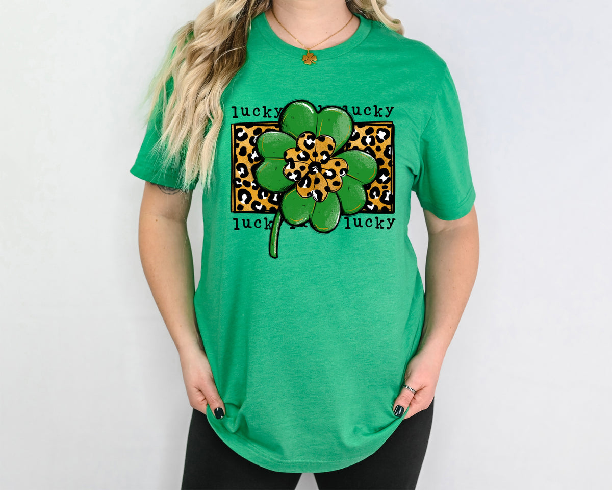 Lucky lucky with leopard rectangle 75414 DTF transfer